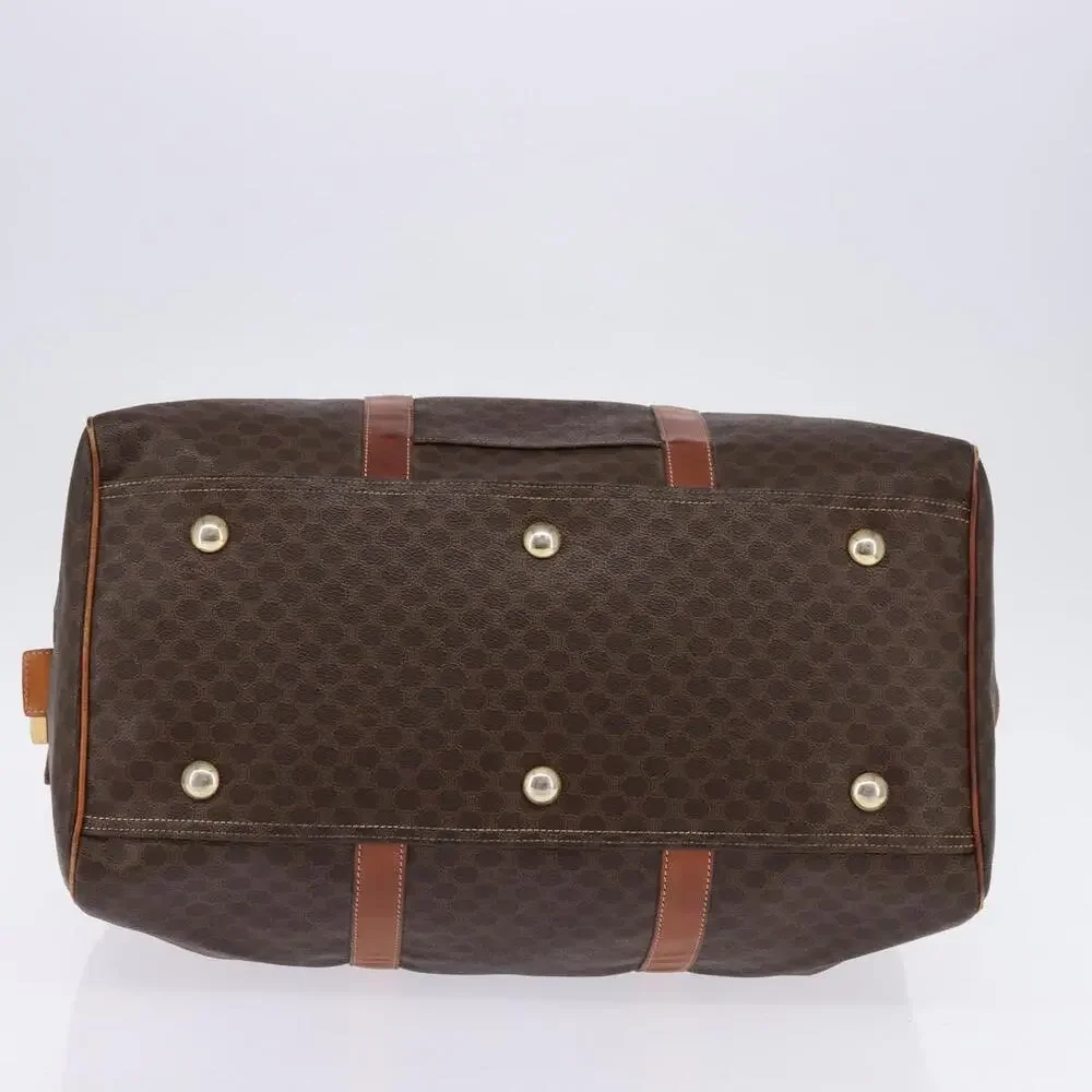CELINE Macadam Canvas Boston Bag Pvc Leather Brown Gold